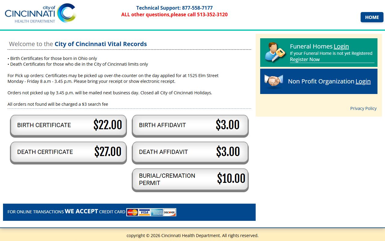 Cincinnati obituary death records health department vital records portal