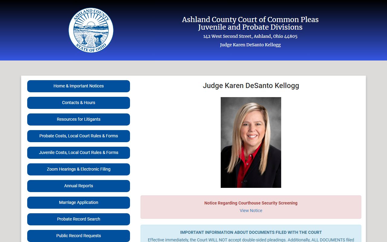 Ashland County obituary death records probate court case search