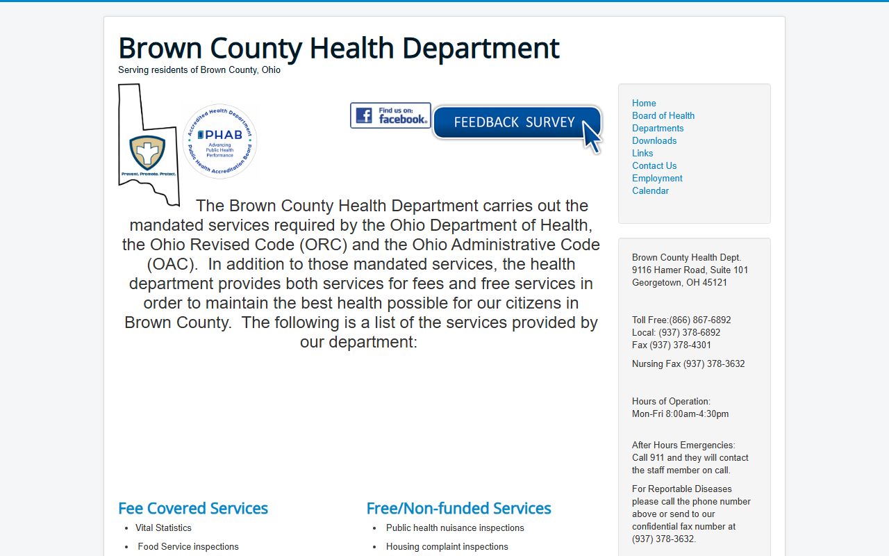 Brown County obituary death records health department website
