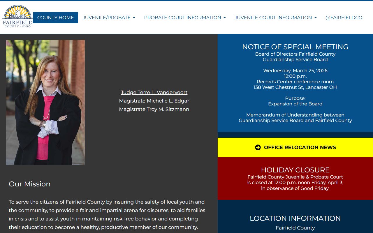 Fairfield County Probate Court website for obituary and death record research