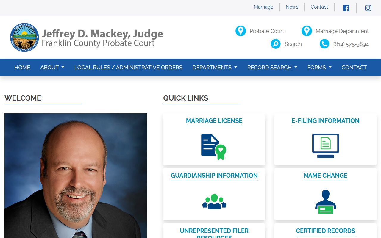 Franklin County Probate Court website for obituary and death record research