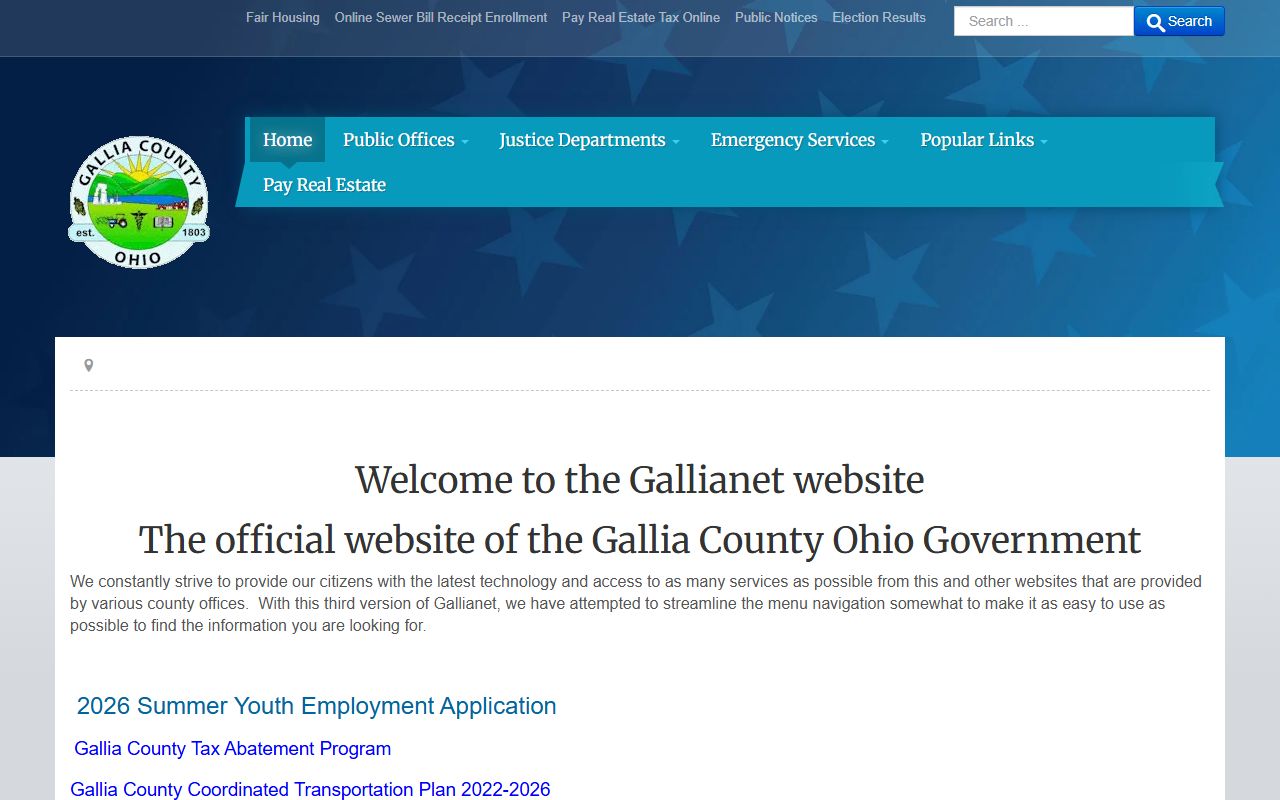 Gallia County obituary death records government portal and court information