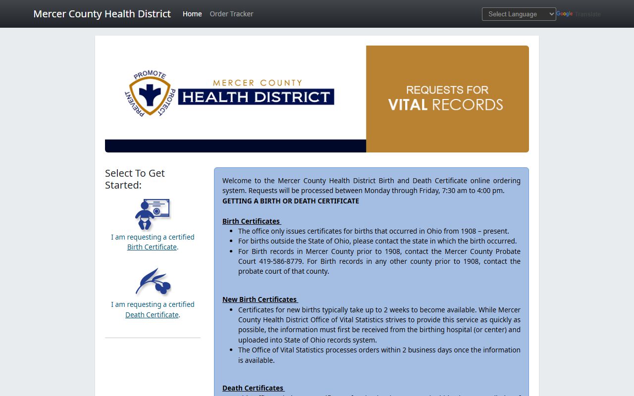 Mercer County Ohio obituary and death records online portal