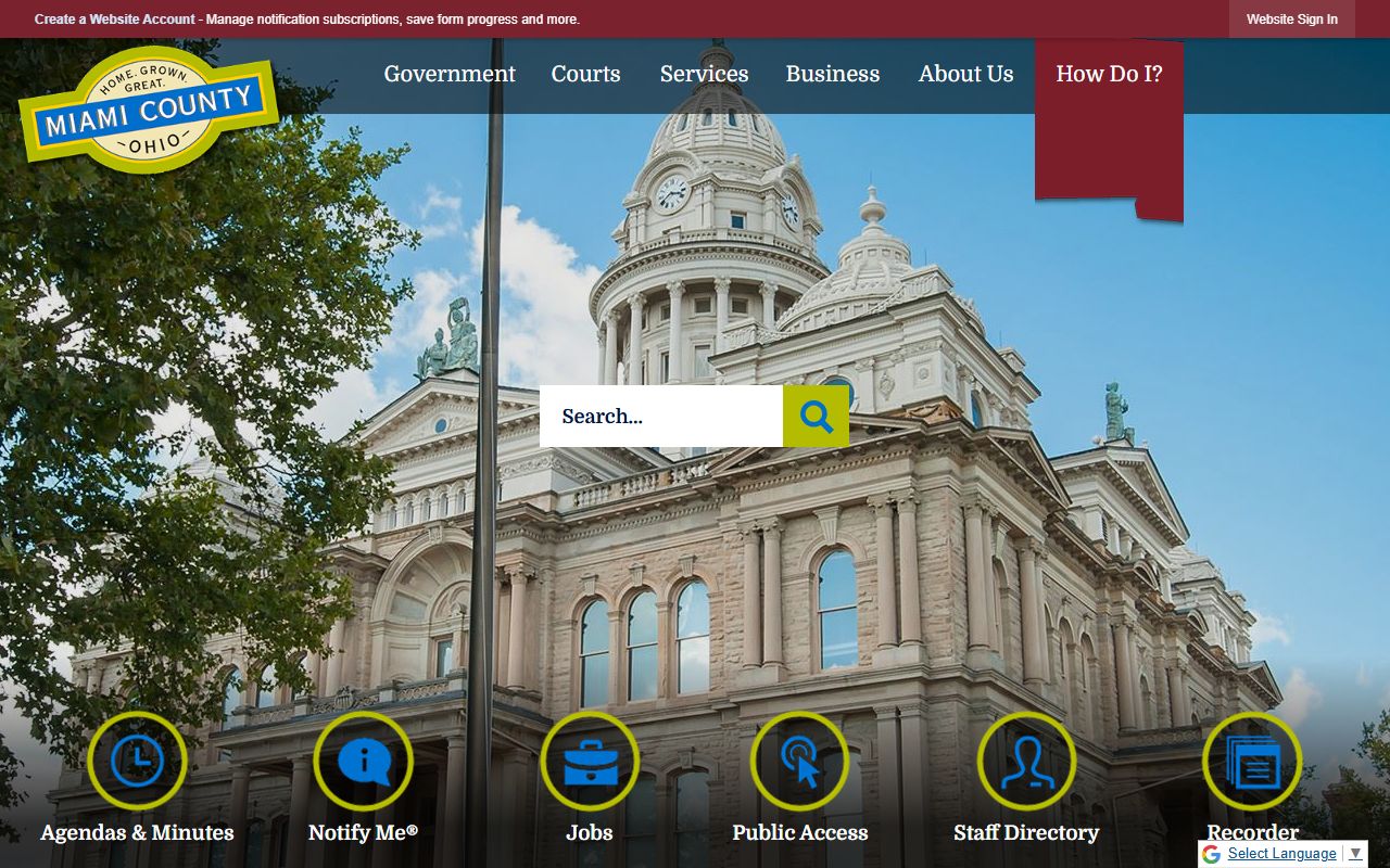 Miami County Ohio government website for obituary records