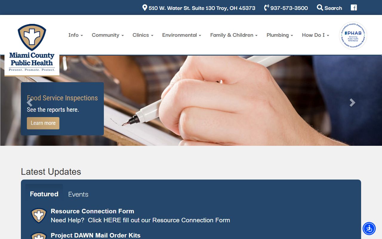 Miami County Ohio Public Health obituary and vital records page