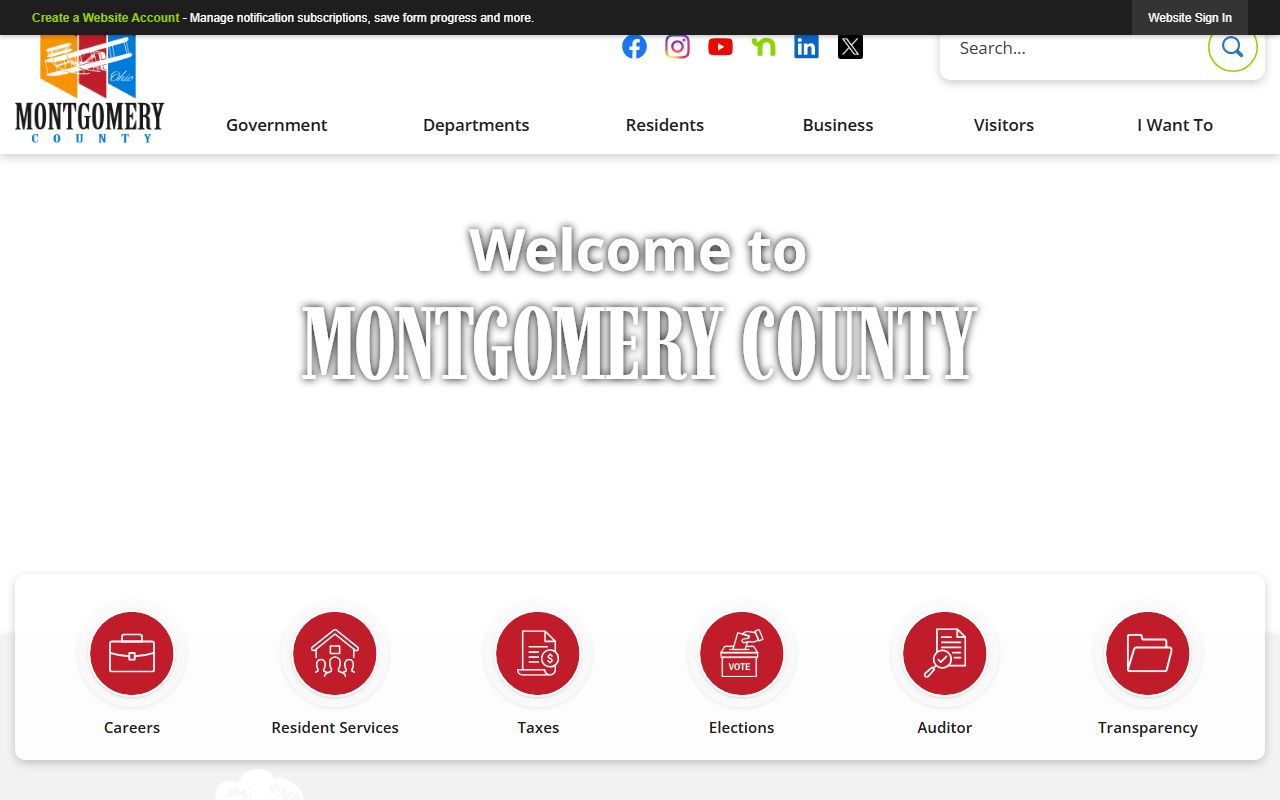 Montgomery County Ohio government website for obituary records