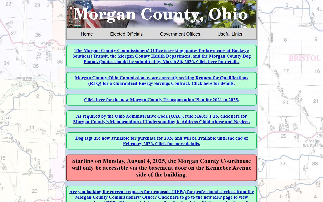 Morgan County Ohio government website for obituary records