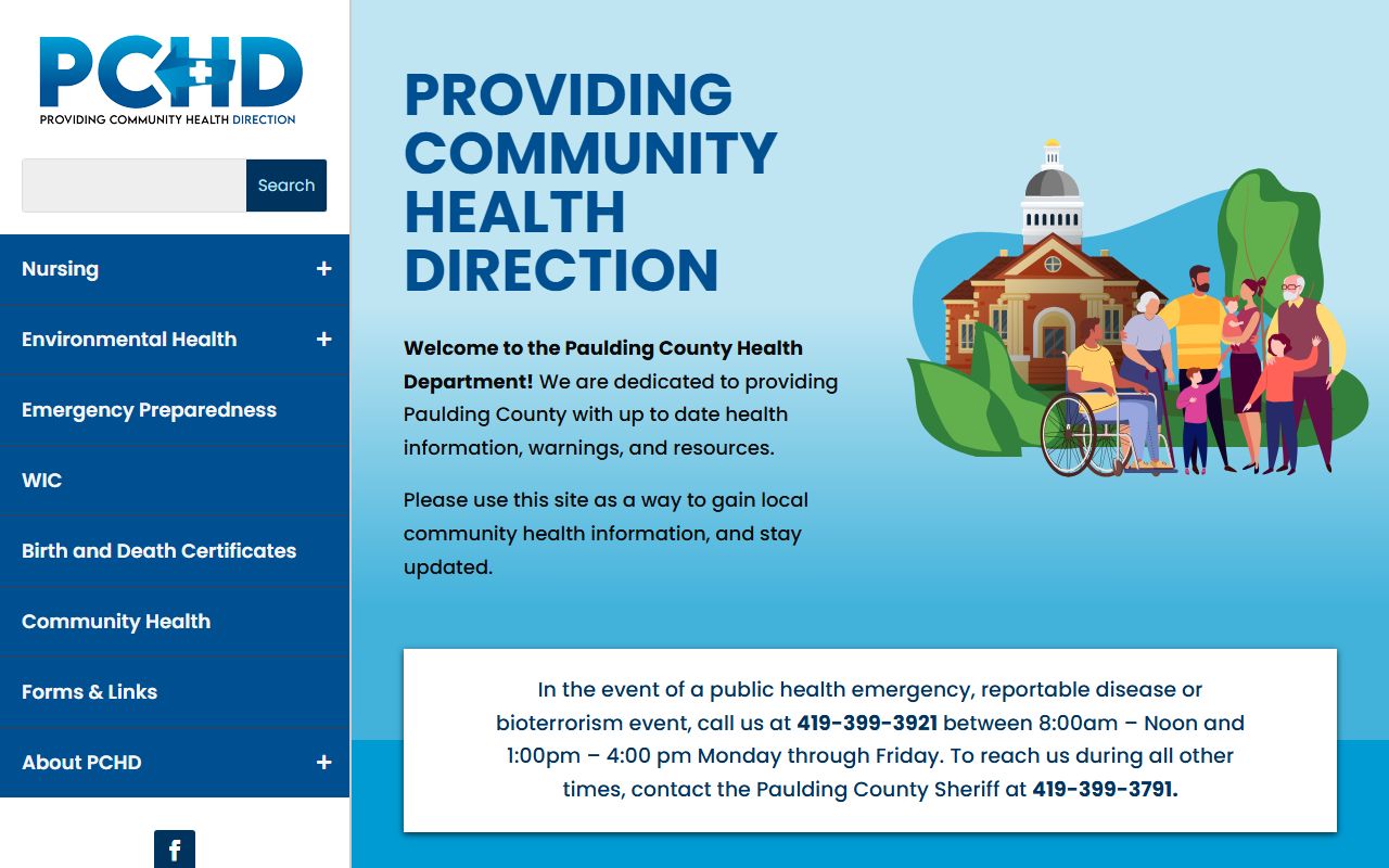 Paulding County Health Department website for obituary and death records
