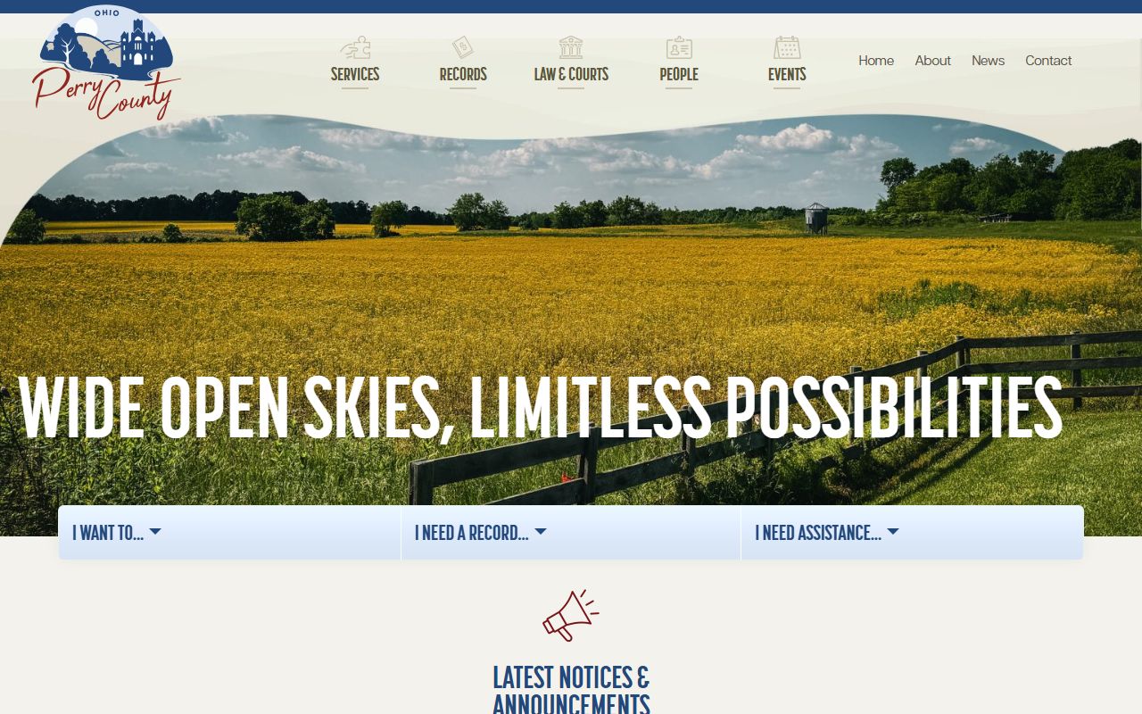 Perry County Ohio government website for obituary and death records