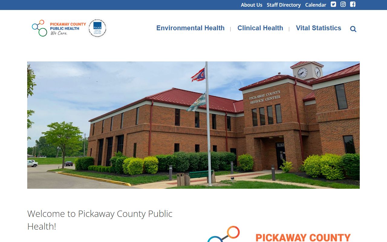 Pickaway County Public Health website for obituary and death records