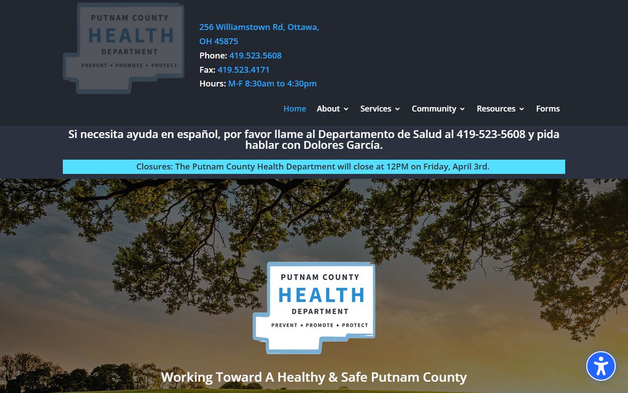 Putnam County Health Department website for obituary and death records